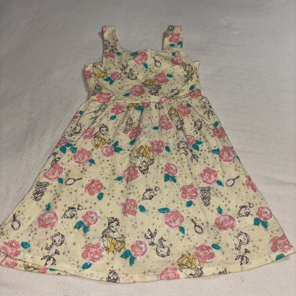 Disney Princess Belle Jumping Beans  Dress Beauty Gold‎ Sparkle Cotton Girls 6